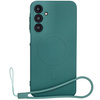 Silikonowe etui z pierścieniem magnetycznym Bizon Case Silicone Magnetic Sq do Galaxy A16 4G / 5G, ciemnozielone