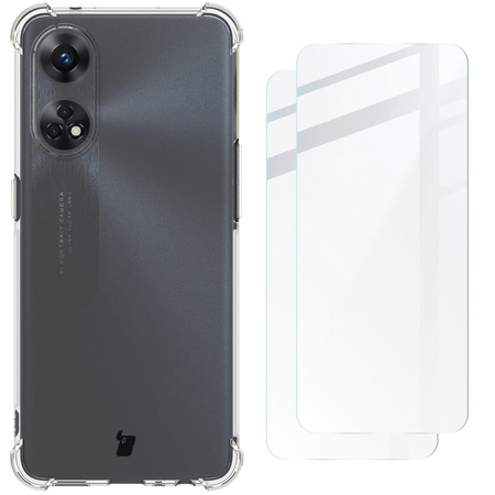 Etui + 2x szkło Bizon Case Clear Pack do Reno 8T 4G, przezroczyste