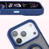 Etui z uchwytem na palec Bizon Case Hybrid Ring do iPhone 17 Pro, przydymione z granatową ramką