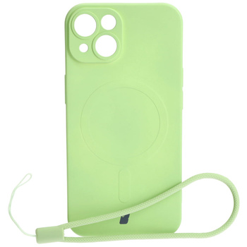 Etui silikonowe z pierścieniem magnetycznym Bizon Case Silicone Magnetic do iPhone 14, jasnozielone