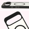 Etui z pierścieniem magnetycznym Bizon Case MatteO do Google Pixel 9 Pro XL, półprzezroczyste z czarną ramką