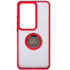 Etui z uchwytem na palec Bizon Case Hybrid Ring do Oppo Reno11 F 5G, przydymione z czerwoną ramką