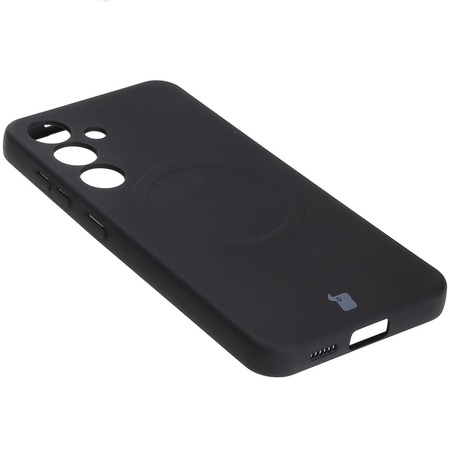 Silikonowe etui z pierścieniem magnetycznym Bizon Case Silicone Magnetic do Galaxy S25 / Galaxy S24, czarne