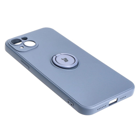 Etui Bizon Case Silicone Ring Sq do iPhone 15 Plus, szare