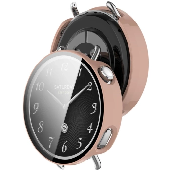 Etui ze szkłem do zegarka Bizon Case+Glass Watch do Xiaomi Watch S4 41 mm, różowe