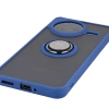 Etui z uchwytem na palec Bizon Case Hybrid Ring do Xiaomi POCO F7 Pro, przydymione z granatową ramką