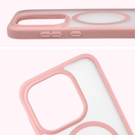 Etui z pierścieniem magnetycznym + szkło hartowane Bizon MatteO Pack do OnePlus 15, przydymione-jasnoróżowe
