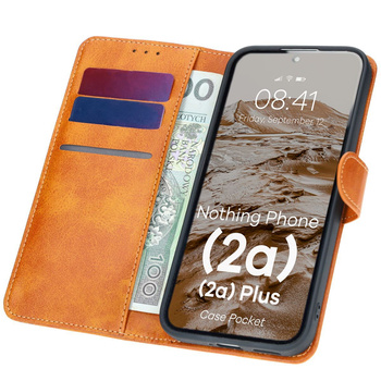 Etui z klapką Bizon Case Pocket do Nothing Phone (2a) / (2a) Plus, brązowe