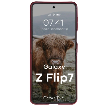 Pancerne etui Bizon Case Tur do Galaxy Z Flip7, burgundowe