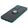 Etui z uchwytem na palec Bizon Case Hybrid Ring do Motorola Moto G34 5G, przydymione z ciemnozieloną ramką