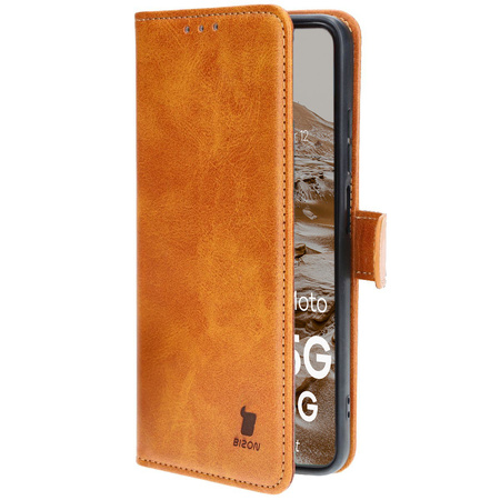 Etui z klapką Bizon Case Pocket do Motorola Moto G34 5G, brązowe