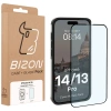 Etui z pierścieniem magnetycznym + szkło hartowane Bizon MatteO Pack do iPhone 14 / 13, przydymione-czarne