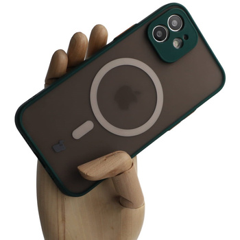 Etui Bizon Case Hybrid MagSafe do Apple iPhone 12, ciemnozielone