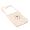 Etui Bizon Case Silicone Ring Sq do Galaxy Z Flip5, beżowe