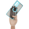 Etui z uchwytem na palec Bizon Case Hybrid Ring do Galaxy A53 5G, przydymione z jasnoniebieską ramką