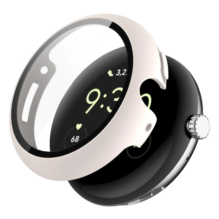 Etui ze szkłem do zegarka Bizon Case+Glass Watch do Google Pixel Watch 4 41 mm, matowe beżowe