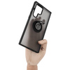 Etui z uchwytem na palec Bizon Case Hybrid Ring do Galaxy S22 Ultra, przydymione z czarną ramką