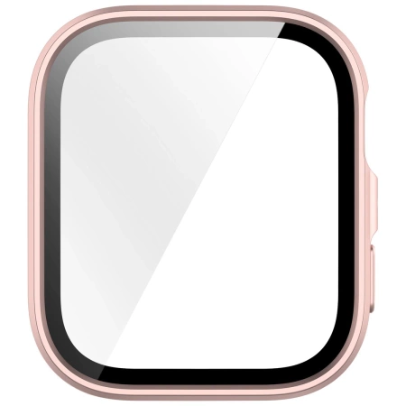 Etui ze szkłem do zegarka Bizon Case+Glass Watch do Huawei Watch Fit 4, satynowo różowe