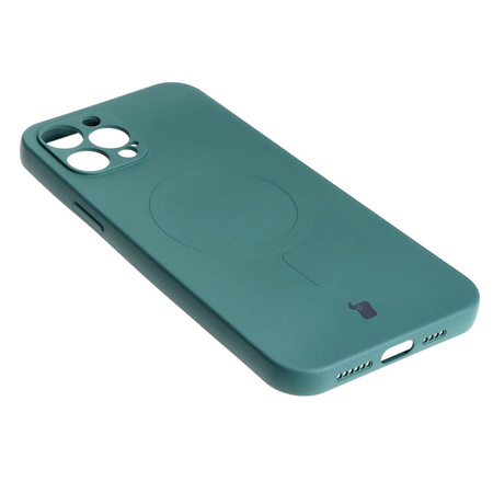Etui silikonowe z pierścieniem magnetycznym Bizon Case Silicone Magnetic do iPhone 12 Pro Max, ciemnozielone