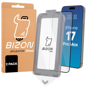 Szkło hartowane z ramką do łatwej aplikacji Bizon Glass Aplikator do iPhone 17 Pro Max, 2 sztuki