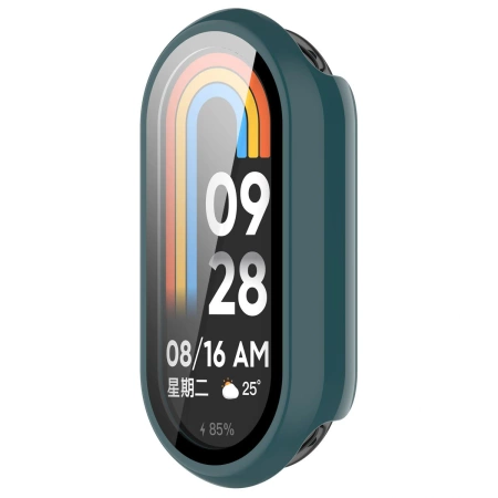 Etui ze szkłem do zegarka Bizon Case+Glass Watch do Xiaomi Smart Band 10, ciemnozielone