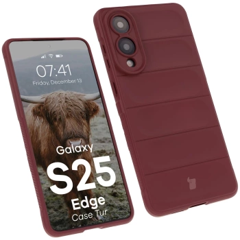 Pancerne etui Bizon Case Tur do Galaxy S25 Edge, burgundowe
