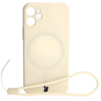 Etui Bizon Case Silicone Magnetic Sq do iPhone 12 Mini, beżowe