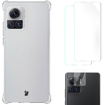 Etui + 2x folia + obiektyw Bizon Case Clear Pack do Motorola Moto Edge 30 Ultra, przezroczyste