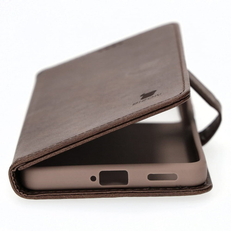 Etui Bizon Case Wallet do Xiaomi Poco F4, ciemnobrązowe