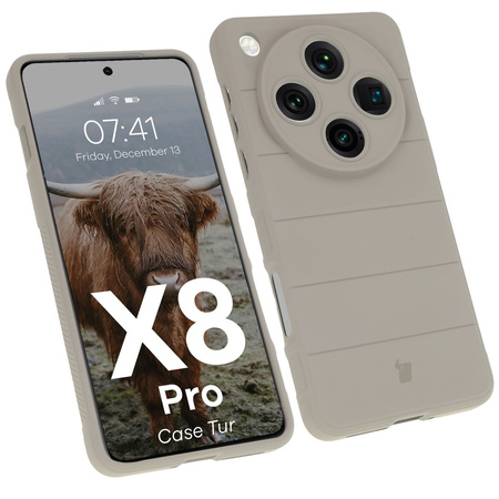 Pancerne etui Bizon Case Tur do Oppo Find X8 Pro, jasnoszare
