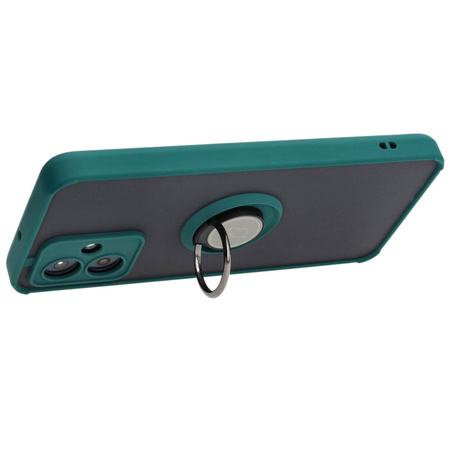 Etui z uchwytem na palec Bizon Case Hybrid Ring do Motorola Moto G54 5G/G54 Power, przydymione z ciemnozieloną ramką