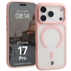 Etui z pierścieniem magnetycznym + szkło hartowane Bizon MatteO Pack do iPhone 17 Pro, przydymione-jasnoróżowe
