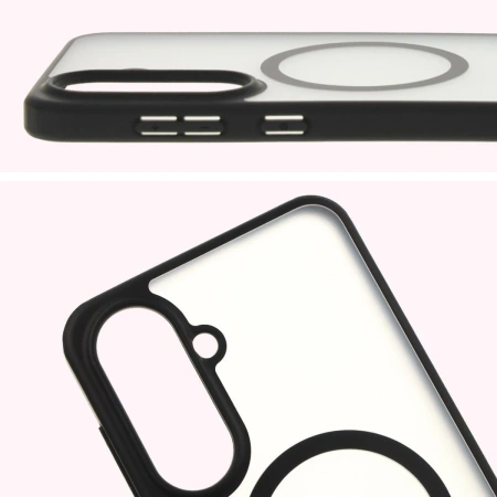 Etui z pierścieniem magnetycznym + szkło hartowane Bizon MatteO Pack do Galaxy A56 5G, przydymione-czarne