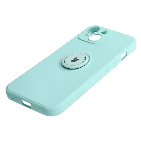 Etui Bizon Case Silicone Ring Sq do Apple iPhone 15, turkusowe