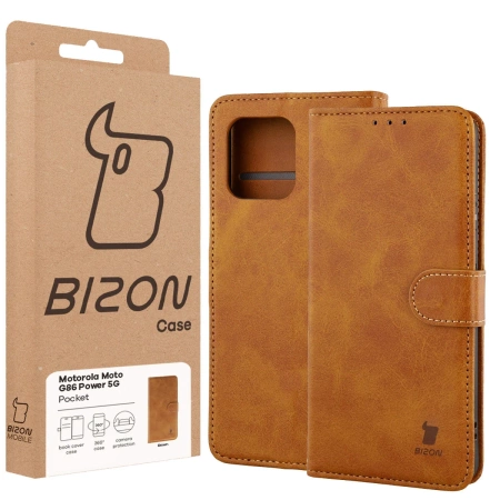 Etui z klapką Bizon Case Pocket do Motorola Moto G86 Power 5G, brązowe