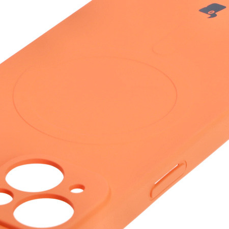 Etui silikonowe z pierścieniem magnetycznym Bizon Case Silicone Magnetic do iPhone 15, marchewkowe