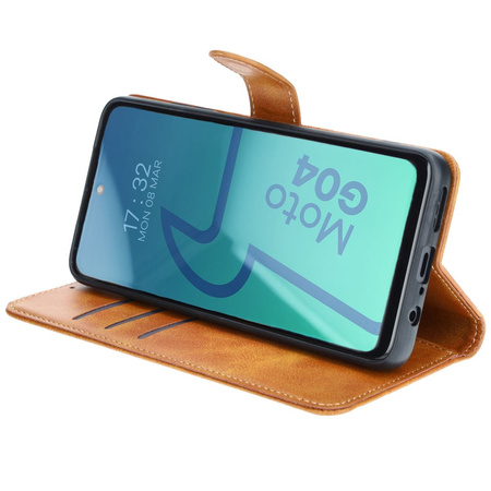 Etui z klapką Bizon Case Pocket do Motorola Moto G04 / G24, brązowe