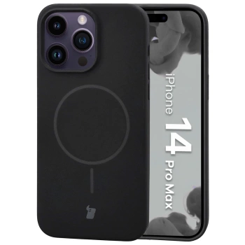 Silikonowe etui z pierścieniem magnetycznym Bizon Soft Case Magnetic do iPhone 14 Pro Max, czarne