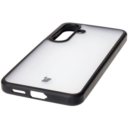 Etui Bizon Case Angelo do Galaxy S25 , półprzezroczyste z czarną ramką