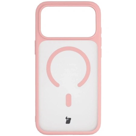 Etui z pierścieniem magnetycznym + szkło hartowane Bizon MatteO Pack do iPhone 17 Pro Max, przydymione-jasnoróżowe
