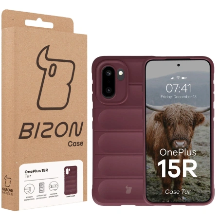 Pancerne etui Bizon Case Tur do OnePlus 15R, burgundowe