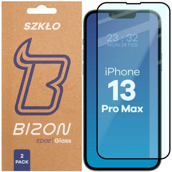 Szkło hartowane Bizon Glass Edge Duo do iPhone 13 Pro Max, czarna ramka, 2 sztuki