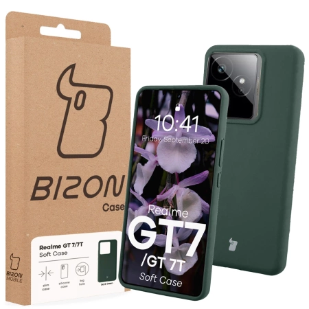 Silikonowe etui Bizon Soft Case do Realme GT 7 / 7T, ciemnozielone