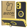 Etui z uchwytem na palec Bizon Case Hybrid Ring do Motorola Moto G54 5G/G54 Power, przydymione z żółtą ramką