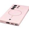 Silikonowe etui z pierścieniem magnetycznym Bizon Soft Case Magnetic do Galaxy S24 Ultra, jasnoróżowe