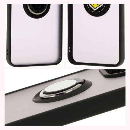 Etui z uchwytem na palec Bizon Case Hybrid Ring do Xiaomi Redmi 13 4G, przydymione z czarną ramką