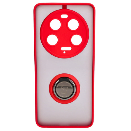 Etui z uchwytem na palec Bizon Case Hybrid Ring do Xiaomi 13 Ultra, przydymione z czerwoną ramką