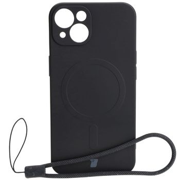Etui silikonowe z pierścieniem magnetycznym Bizon Case Silicone Magnetic do iPhone 13, czarne