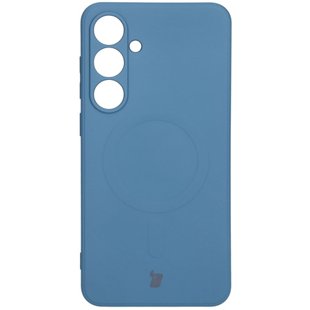 Silikonowe etui z pierścieniem magnetycznym Bizon Case Silicone Magnetic Sq do Galaxy S24 FE, granatowe