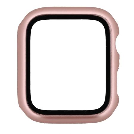 Etui ze szkłem do zegarka Bizon Case+Glass Watch do Apple Watch SE 3 / SE 2 / SE / 6 / 5 / 4 (44 mm), różowozłote